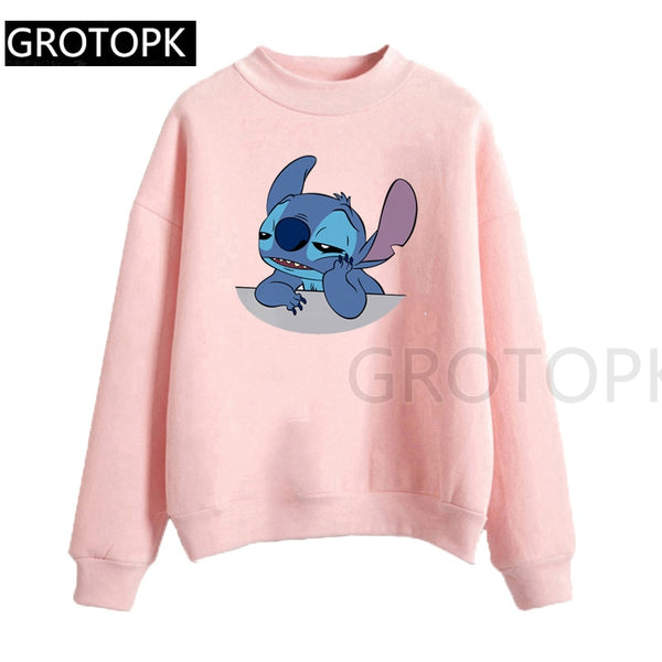 Women'S Fashion Hoodie Lilo Stitch Harajuku Kawaii Sweatshirts Lovely Cartoon Female Printed Casual Hoodies Cute Casual Tops