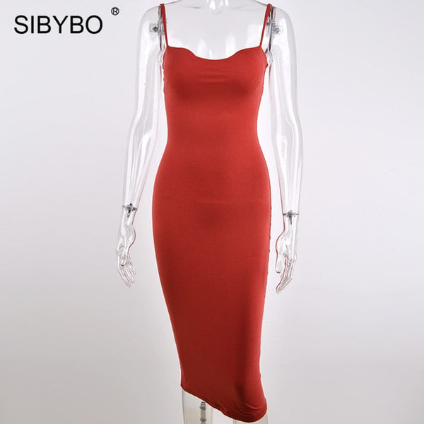 SIBYBO Double Layers Cotton Sexy Bodycon Dress Women Autumn Winter Backless Slim Elastic Push Up Bandage Party Dresses Vestidos