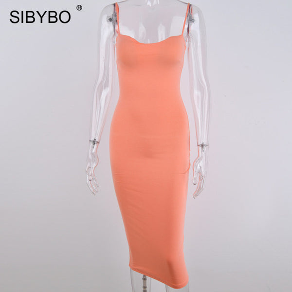 SIBYBO Double Layers Cotton Sexy Bodycon Dress Women Autumn Winter Backless Slim Elastic Push Up Bandage Party Dresses Vestidos