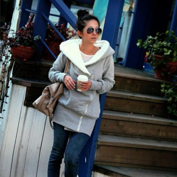 Clearance Sale Women Zipper Hoodies Plus velvet thicken Sweatshirt Long Sleeve Outdoor hoody Long Sleeve Zip Hooded Ladies