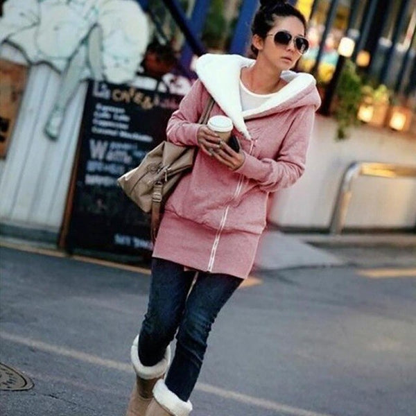 Clearance Sale Women Zipper Hoodies Plus velvet thicken Sweatshirt Long Sleeve Outdoor hoody Long Sleeve Zip Hooded Ladies