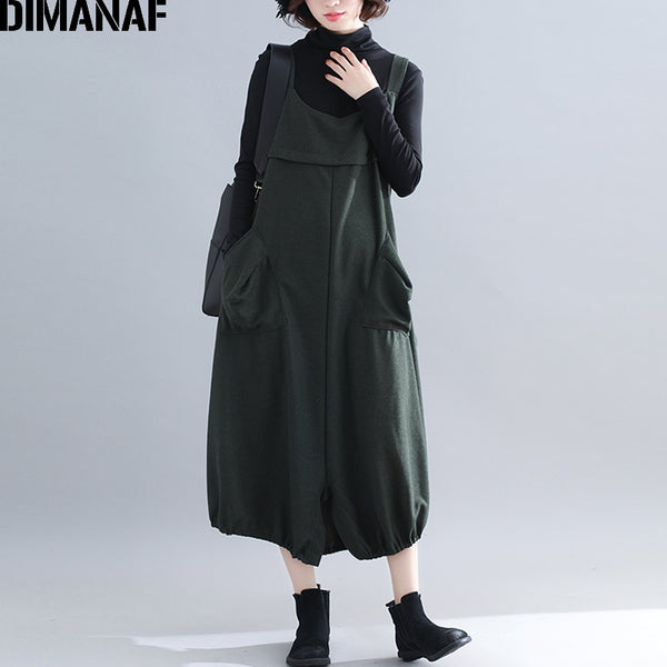 DIMANAF Plus Size Women Long Dress Thick Winter Lady Elegant Vestidos Sleeveless Loose Casual Female Big Pockets Irregular Dress